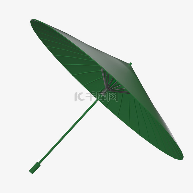 绿色清新中国风雨伞矢量图