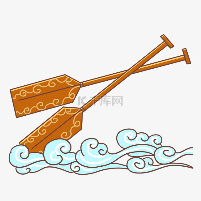 端午节船桨海水插画