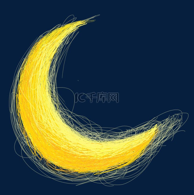 黄色圆弧月亮元素
