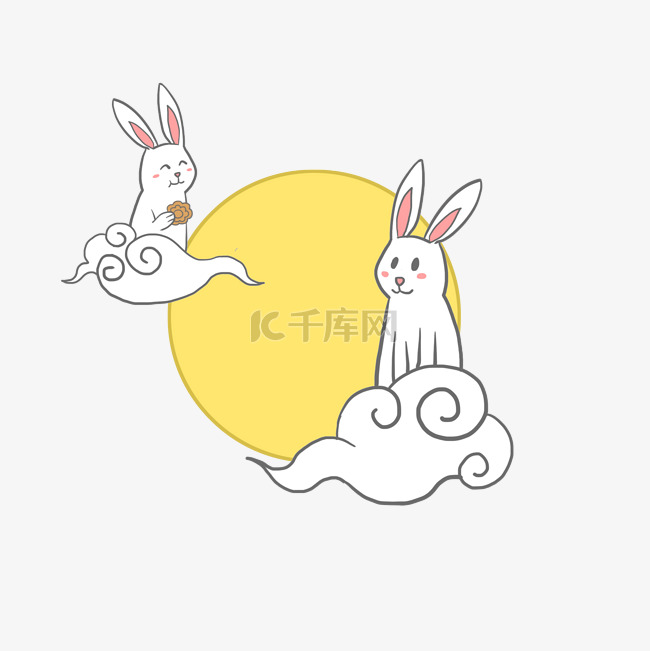 手绘中秋节兔子插画