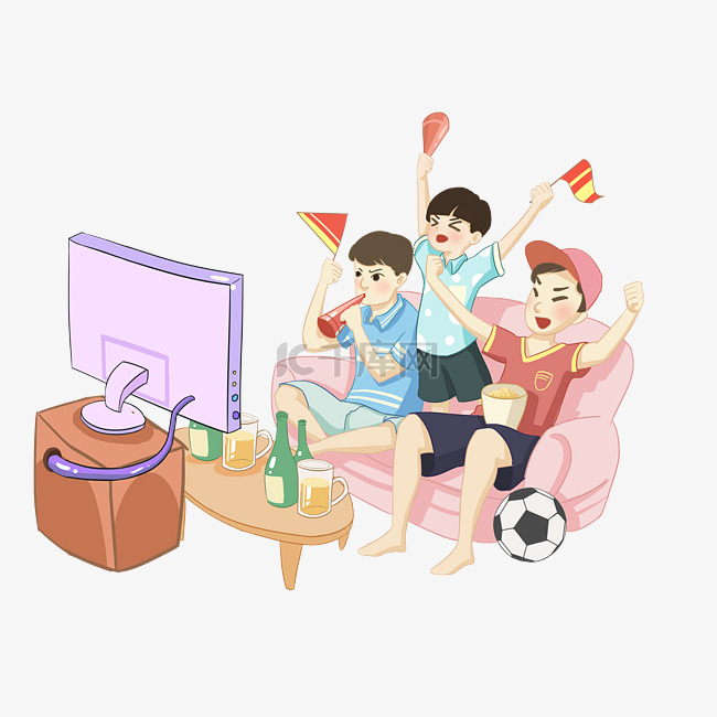 2018世界杯球迷观赛插画