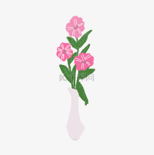 花瓶里面粉色的小花
