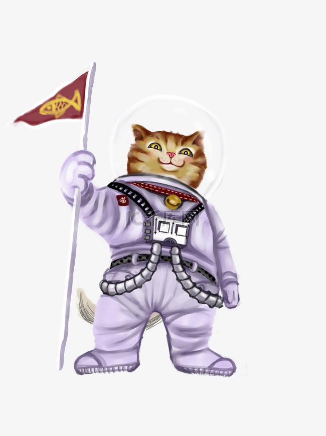 可爱宇航员猫咪装饰元素