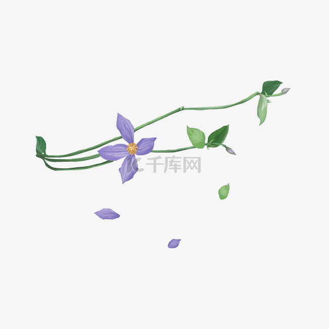 卡通手绘紫色花朵