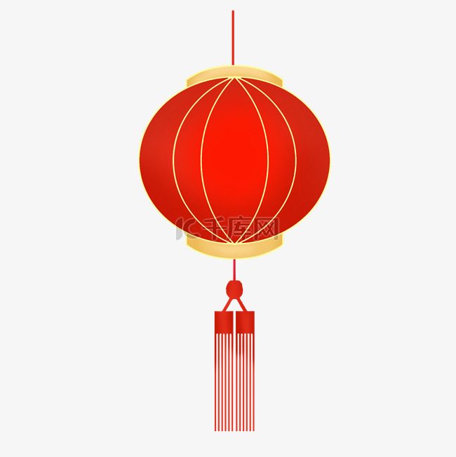 手绘春节年货圆形大红灯笼