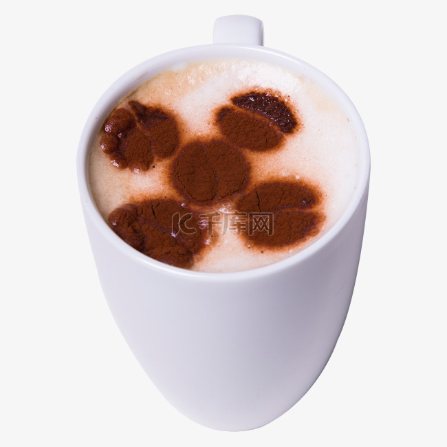 白色咖啡杯咖啡豆图纹俯视图