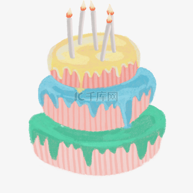 生日蛋糕手绘装饰素材