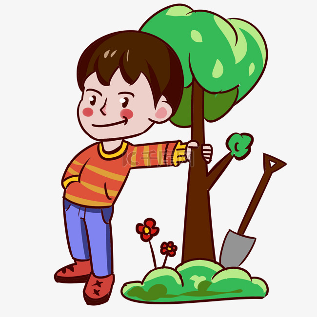 植树节快乐的男孩