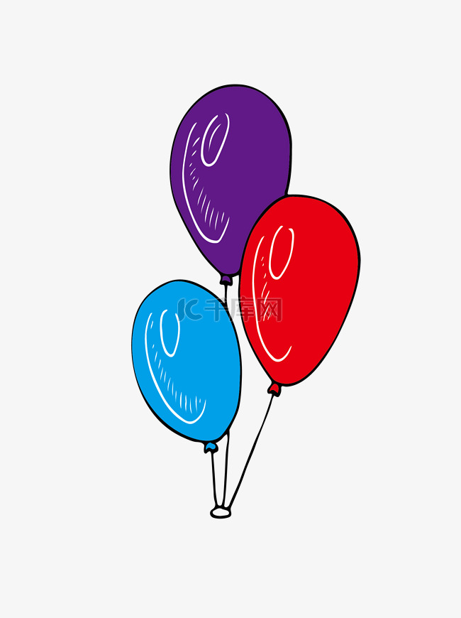三个彩色气球元素