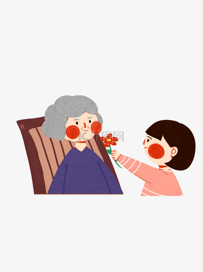 给老奶奶送花的小女孩人物设计
