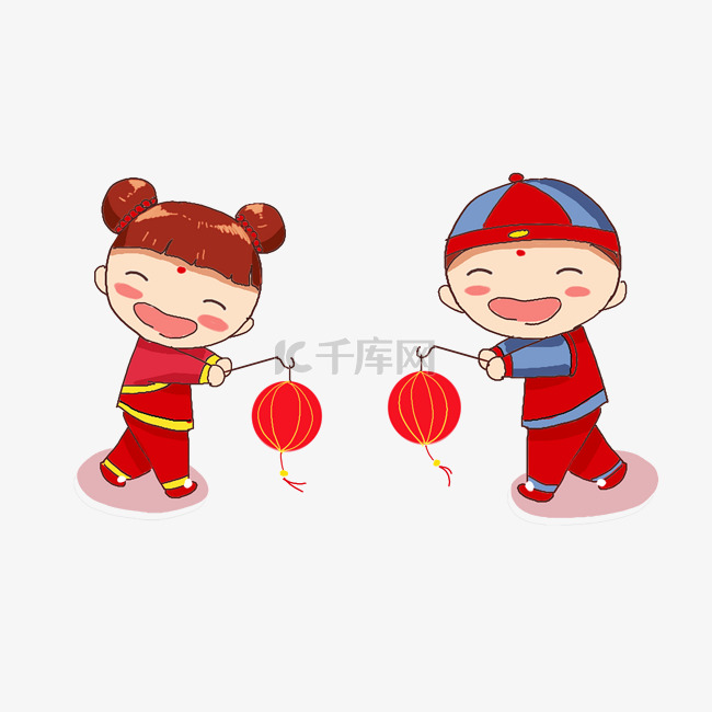 春节童男童女卡通图