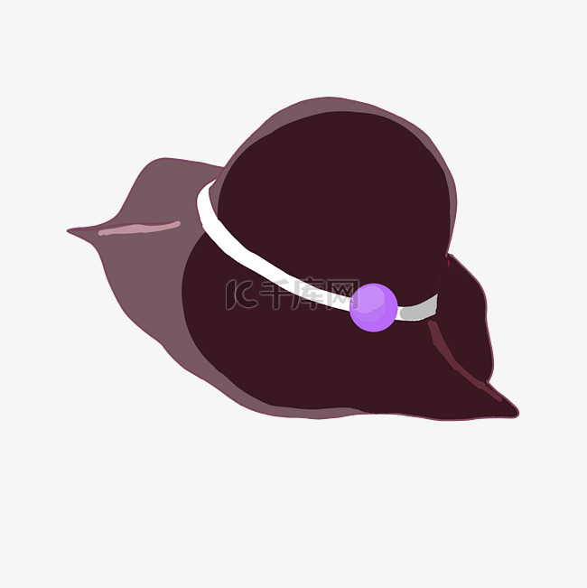深紫女士优雅帽子装饰png图片