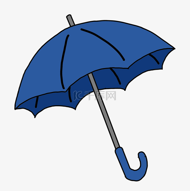 蓝色卡通雨伞素材免费下载
