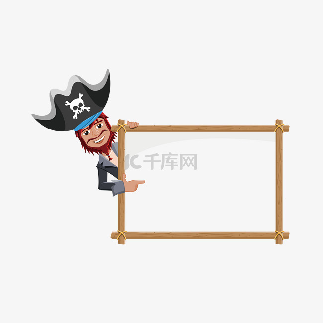 海盗船长黑板告示矢量素材