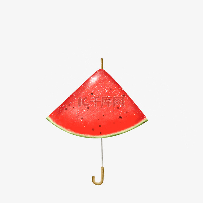 红色新鲜水果果蔬西瓜雨伞创意写