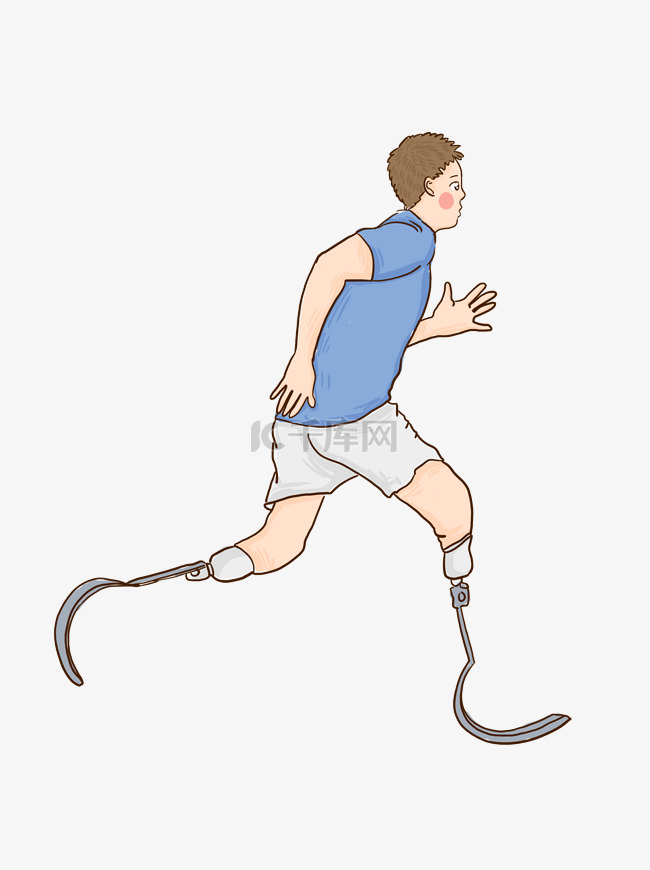 跑步锻炼的残疾男人可商用元素残