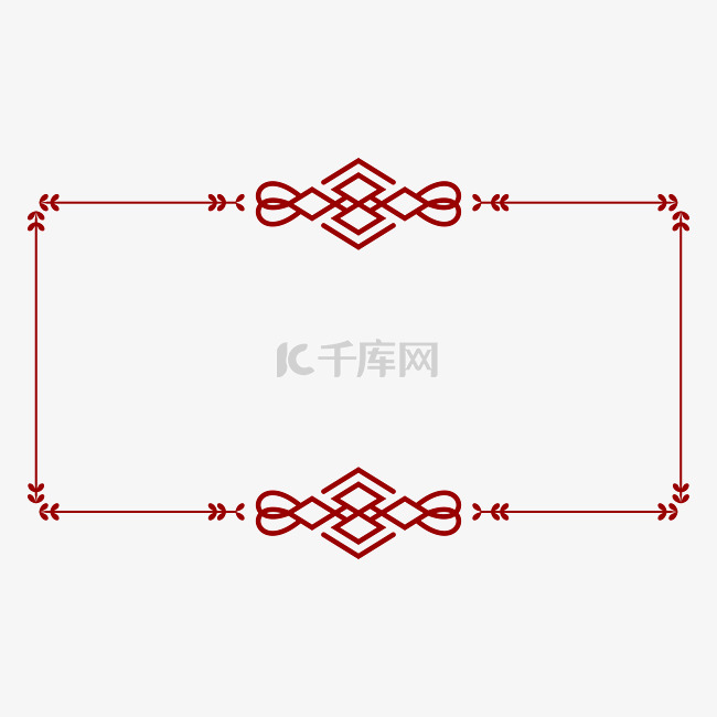 中国风窗花花纹长方形文字框矢量