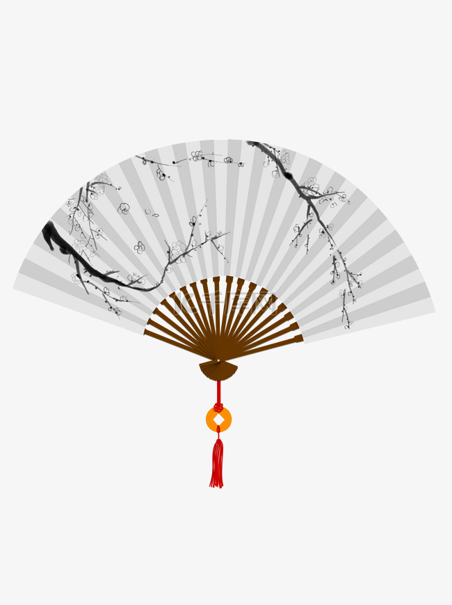 手绘中国风水墨桃花折扇