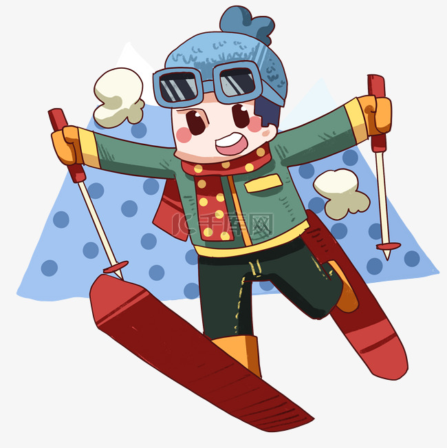 滑雪运动的小男孩