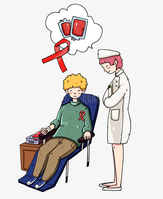 手绘艾滋病患者插画