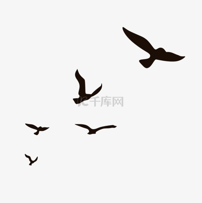 空中飞翔的小鸟剪影插画