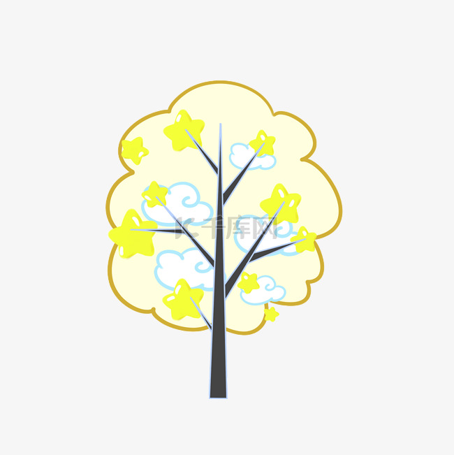 美丽的黄色大树插画