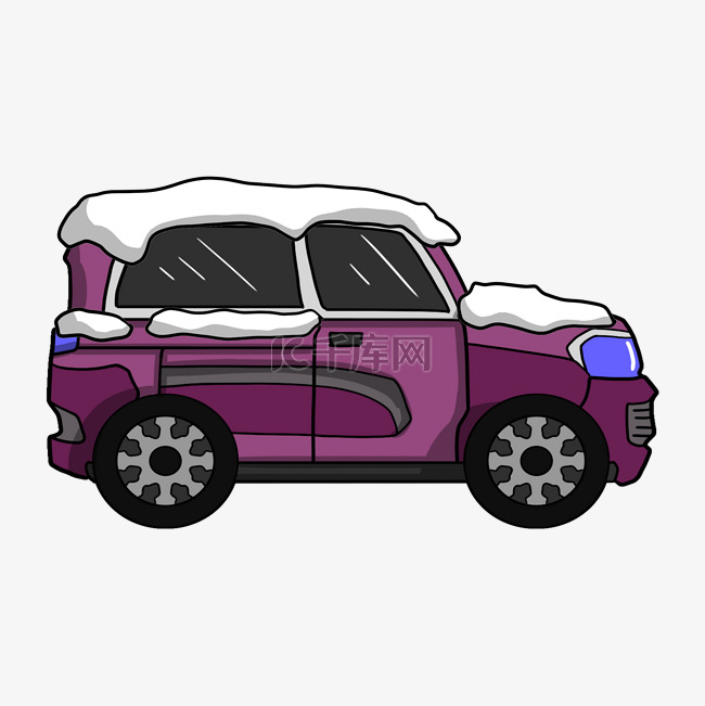 紫色的落雪汽车插画