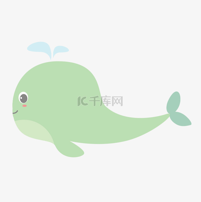 绿色卡通海底鲸鱼