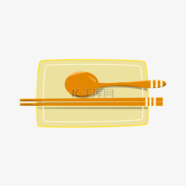 手绘餐具筷子勺子插画