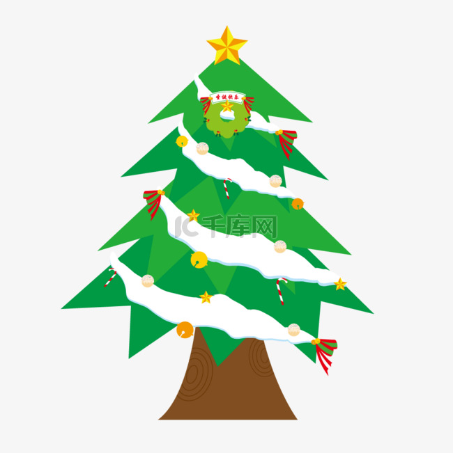 圣诞节绿色可爱圣诞树元素素材矢