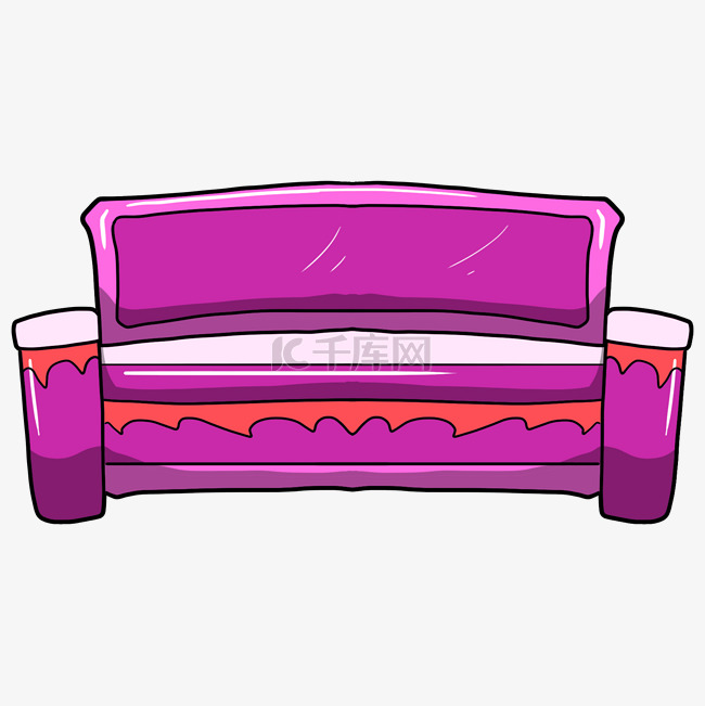手绘粉色的沙发插画