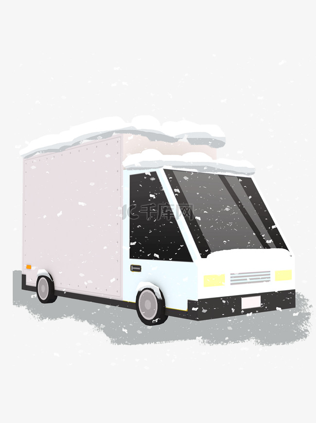 被雪覆盖的大卡车手绘设计可商用