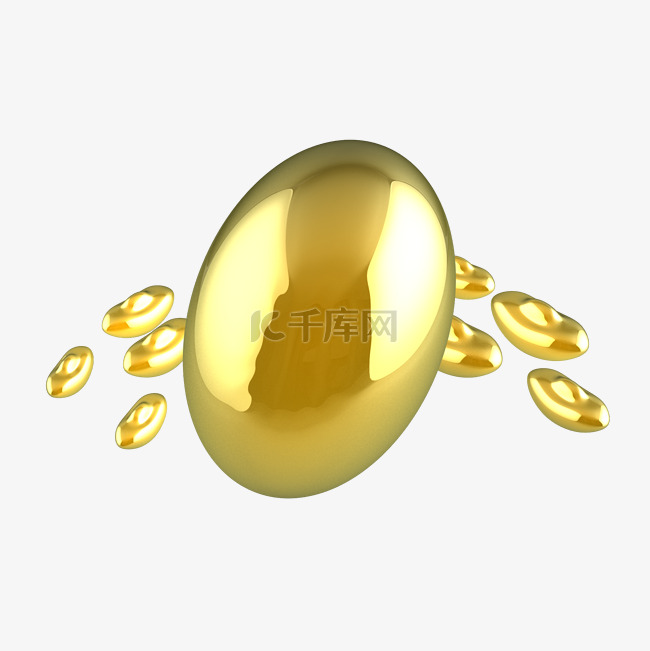 金色大气金蛋金币装饰图案
