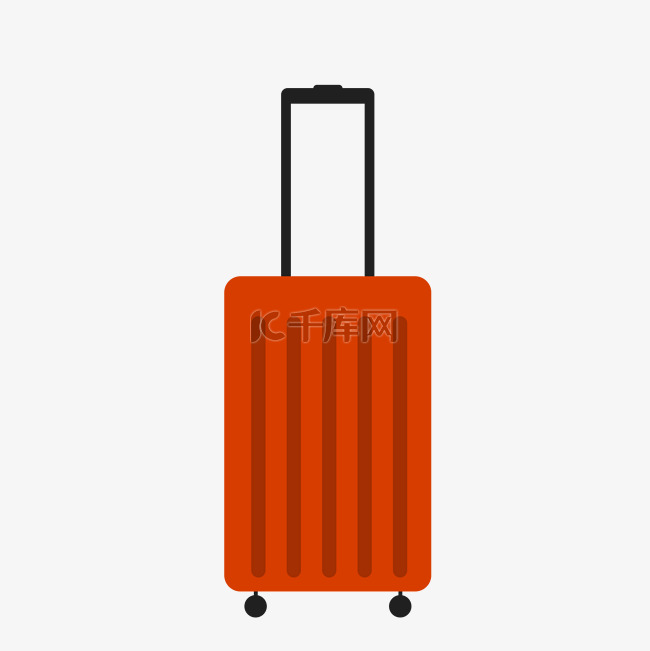 简约手绘红色的行李箱插画海报免