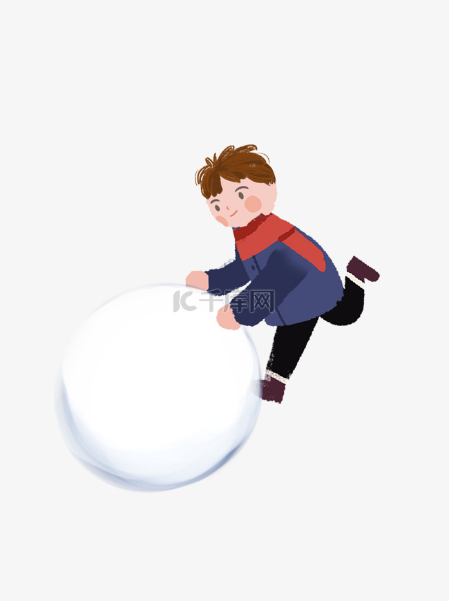小男生滚雪球