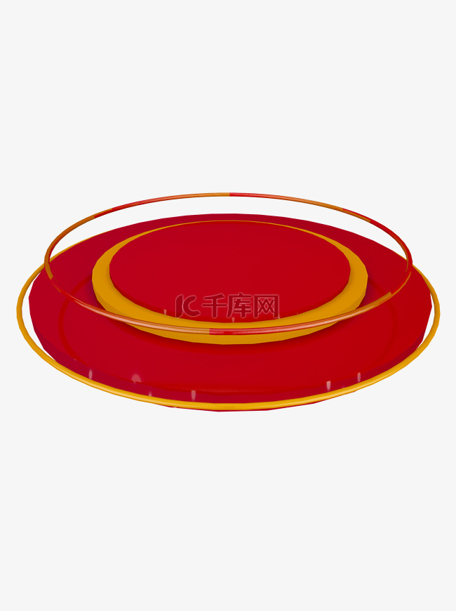 红色圆形立体舞台电商C4D装饰