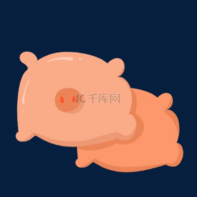 卡通手绘粉红色猪年小猪猪枕头