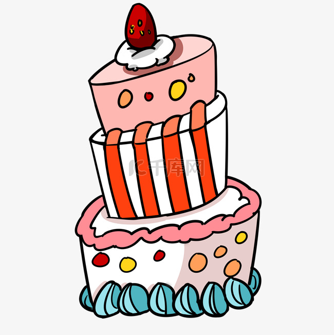 三层生日蛋糕插图