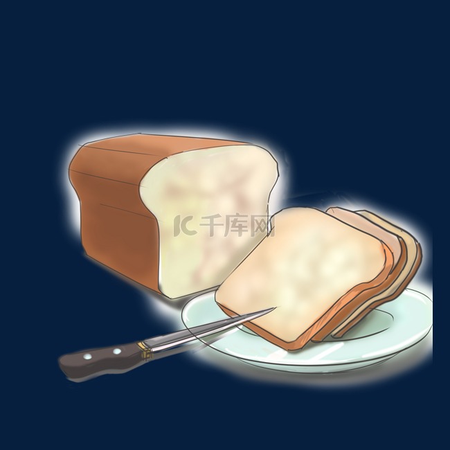 零食切片面包卡通风格手绘