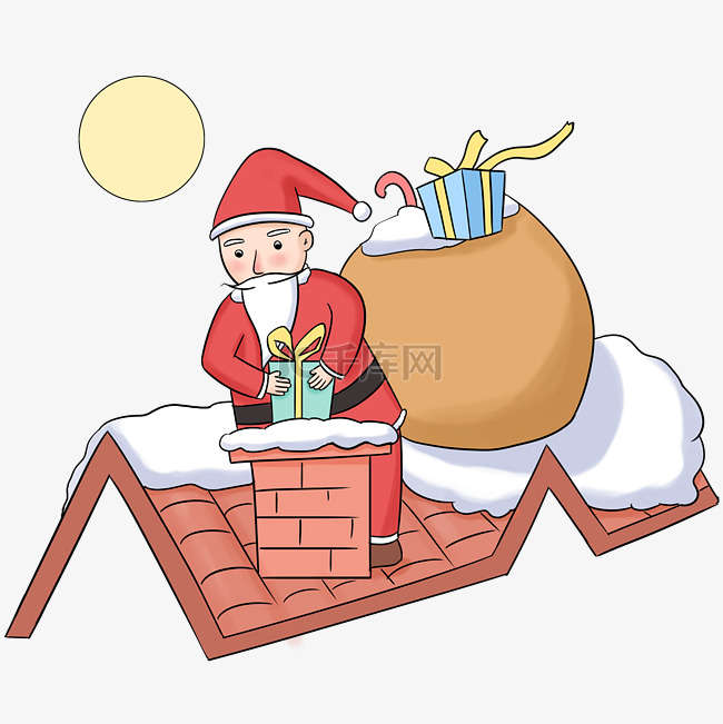 圣诞节圣诞老人烟囱插画