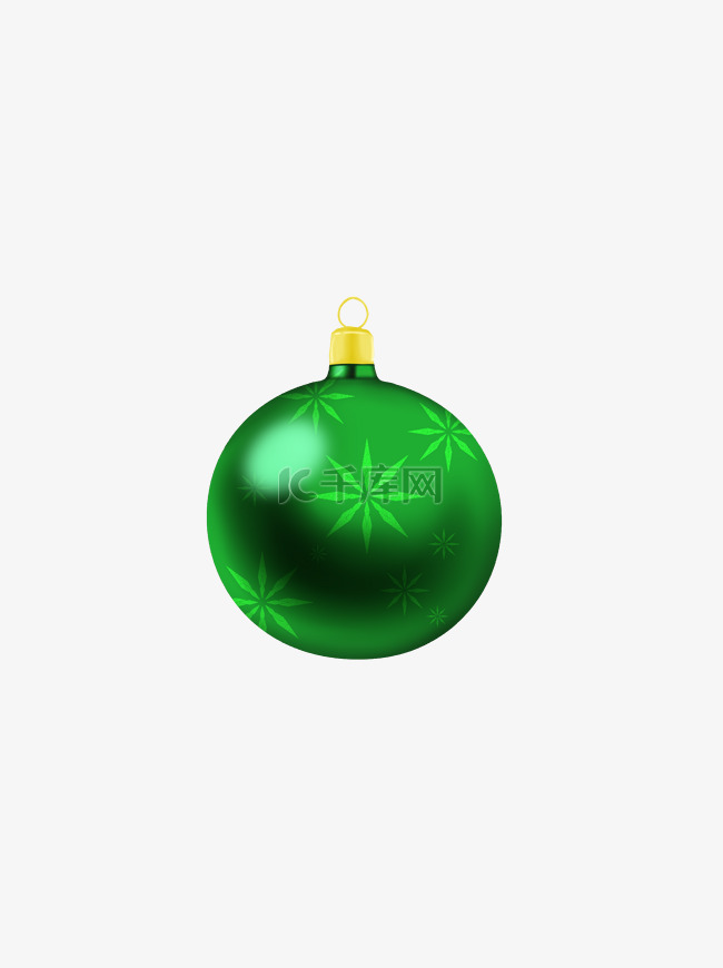 手绘圣诞装饰球绿色雪花创意可商