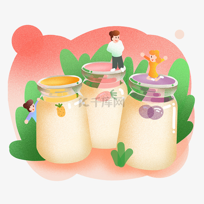 秋季养生水果酸奶插画