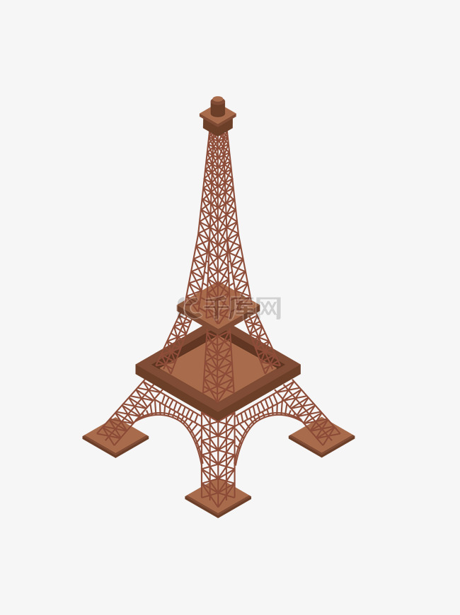 2.5D埃菲尔铁塔立体素材设计