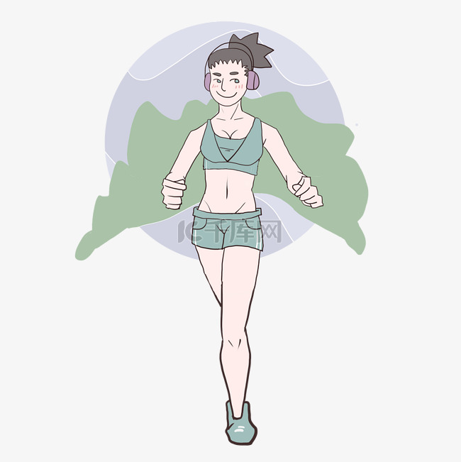 手绘健身跑步插画