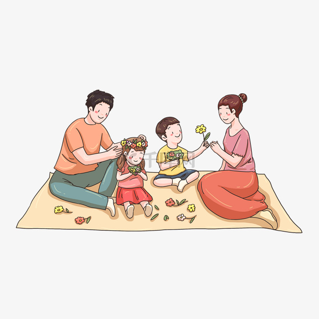 家庭欢乐相聚时光主题插画
