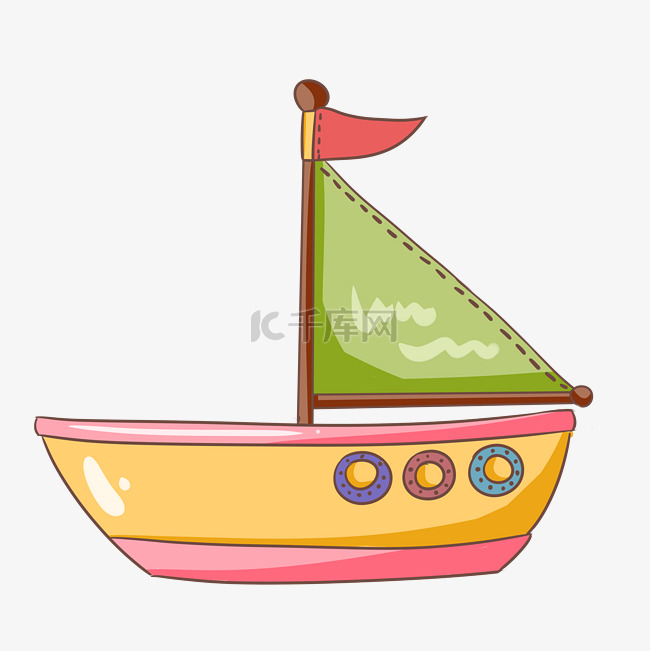 手绘黄色的小船插画