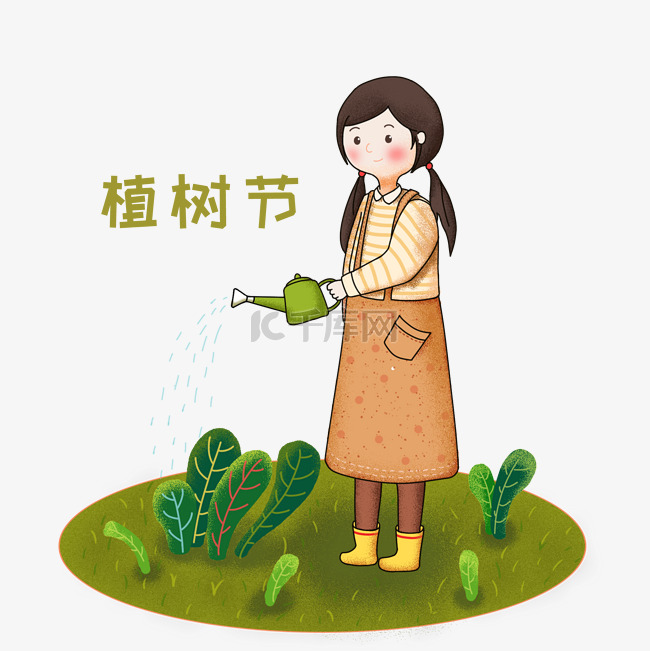 植树节浇树的小女孩