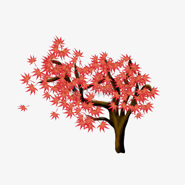 红色的树木装饰插画