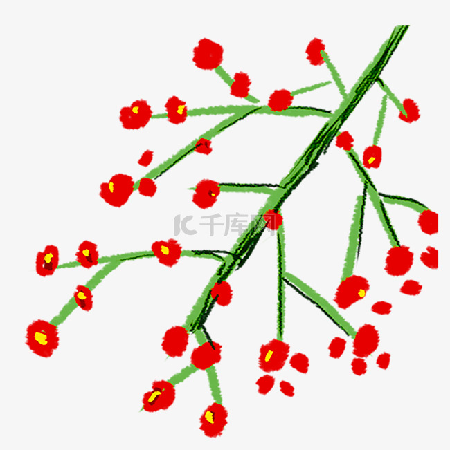 红色植物花朵元素