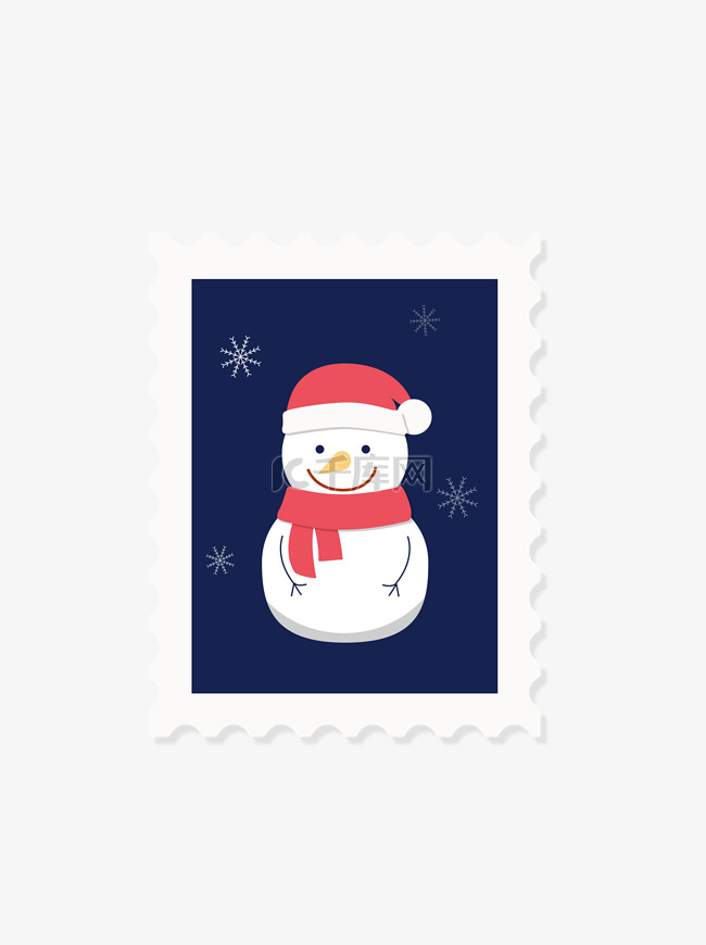  圣诞邮票雪人 